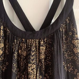 Free People Black gold smock dress/top